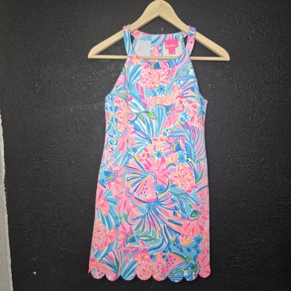 Lilly Pulitzer Other - Lilly Pulitzer Girls Dress Size 12 Floral High Neck Scallop Hem